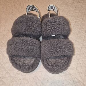 UGG Fluffy Black Sandals